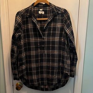 LOFT Plaid Tunic Blouse Size Small